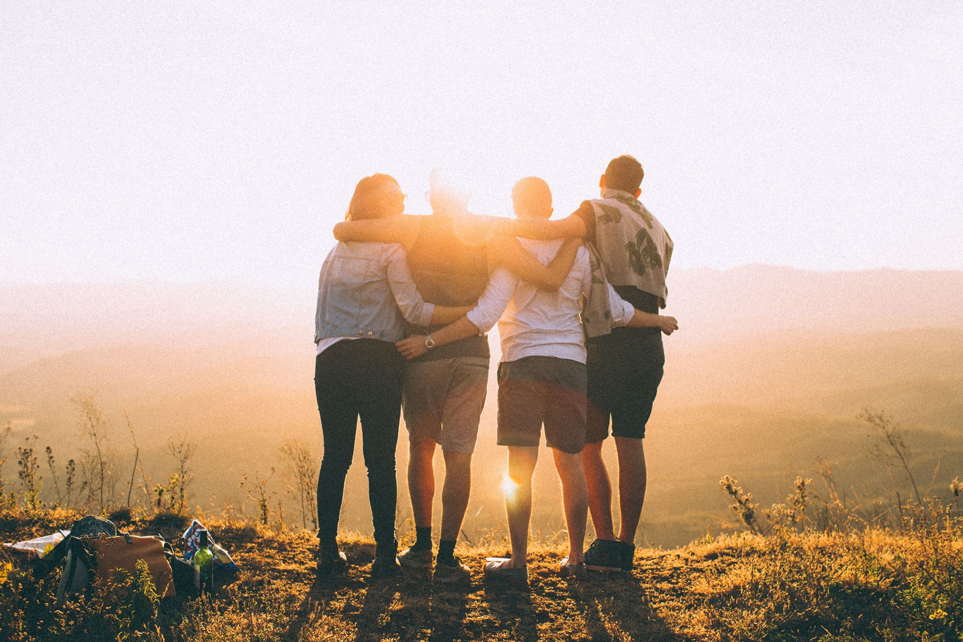 Group at sunset