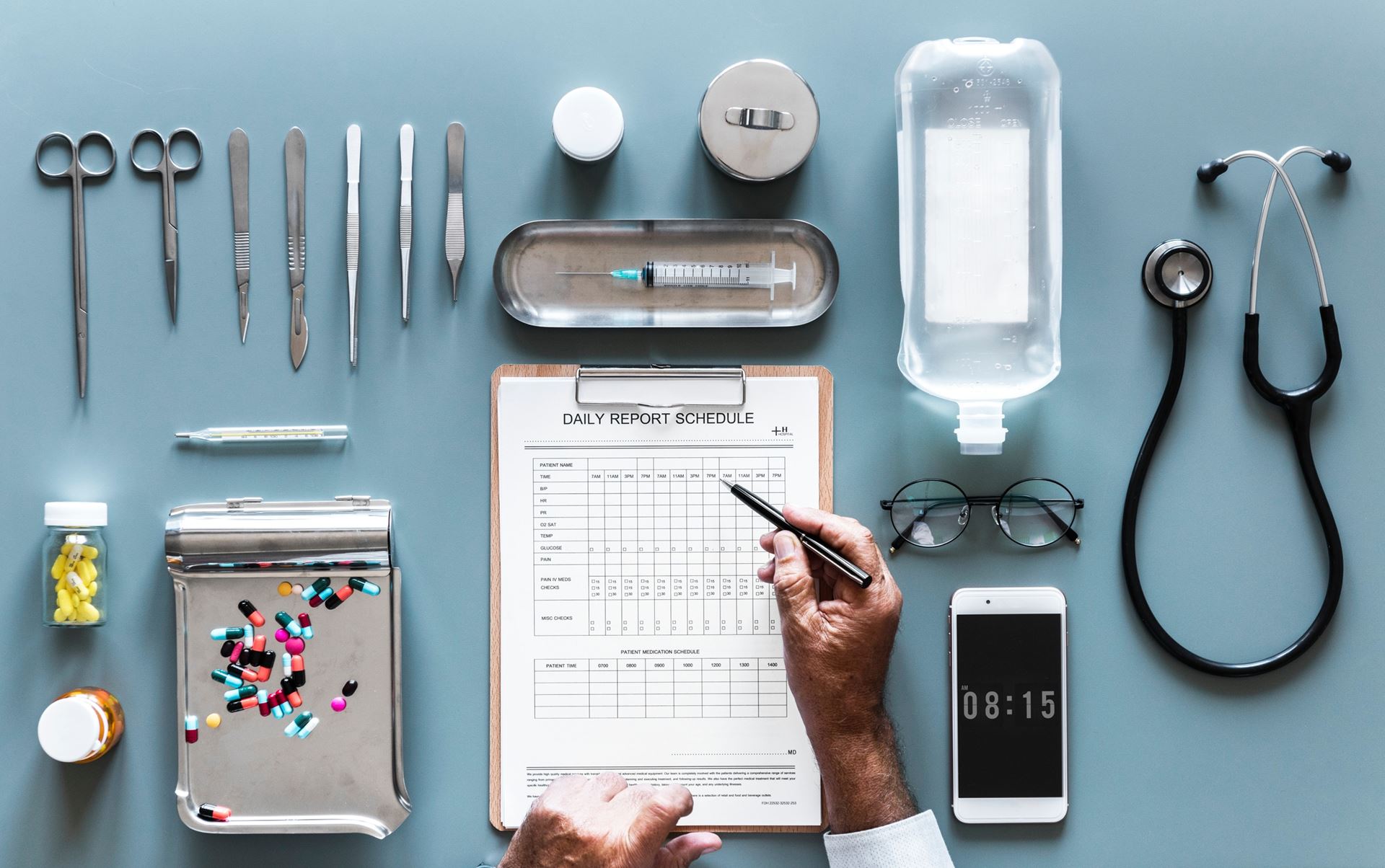 Clipboard and meds